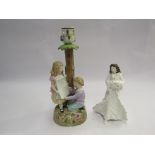 A porcelain figural candlestick,