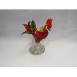 A middle 20th Century Venetian glass cockerel displaying Venetian Glass Company retail label