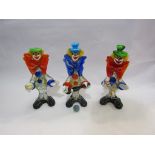 Three Murano glass clowns,