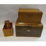 A walnut box and three others