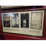"Studies for decorative panels or book covers", four panels framed as one and glazed,