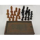 A Stanton cased chess set with sliding lid