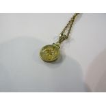 A 9ct gold belcher chain, 46cm long hung with a "gold flake" pendant stamped 12k,