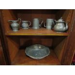 A quantity of Pewter including Dutch, Tankard, Comport,