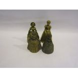 Four early/mid 20th Century brass novelty hand bells as ladies,