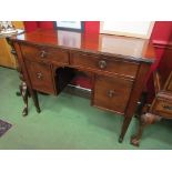 A 19th Century mahogany sideboard the reeded edge top over two frieze drawers,