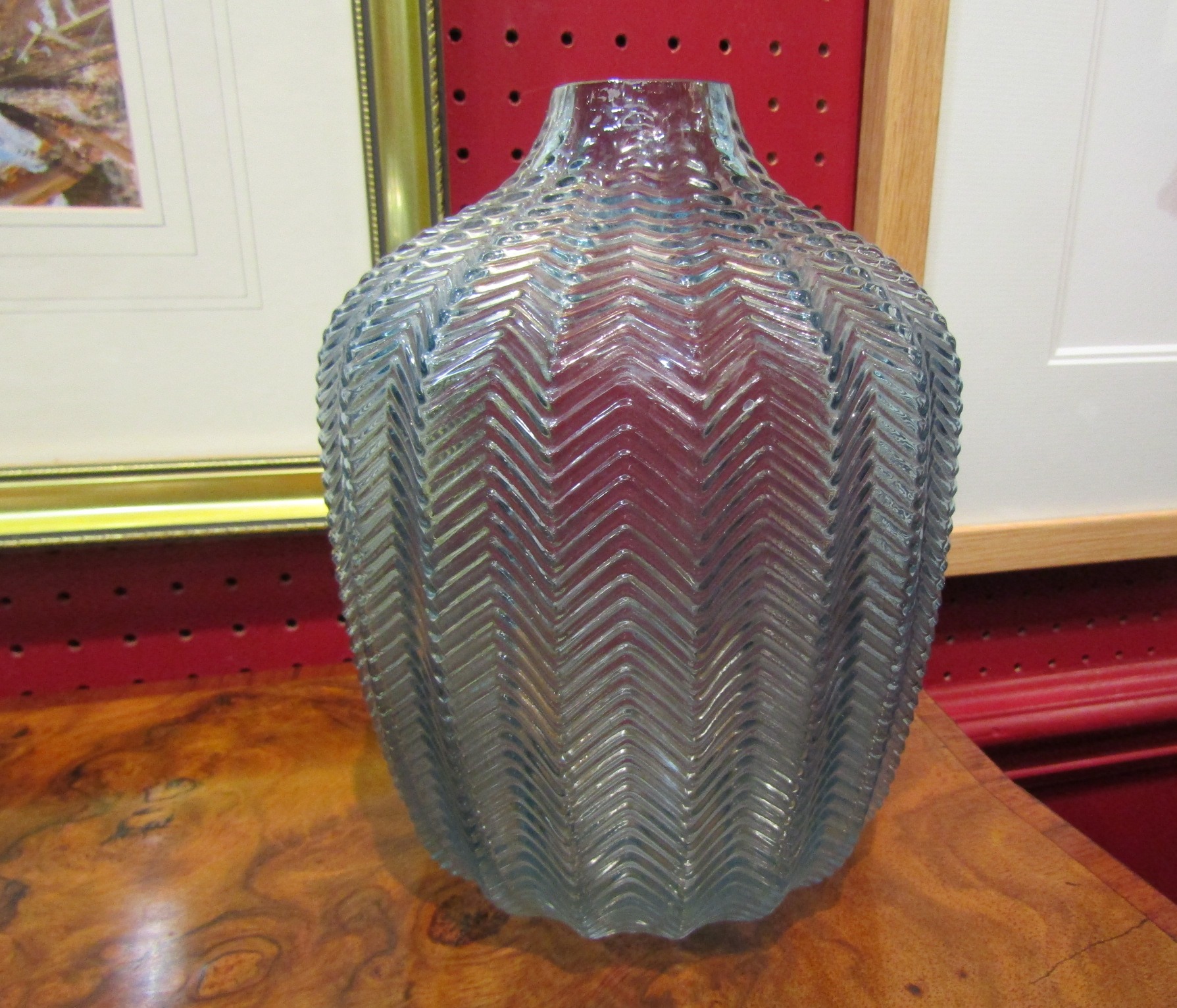 A Jeff Banks, London, Ports of Call blue glass textured vase,