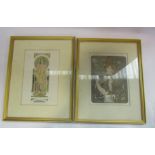 A pair of Carteles Artisticos Art Nouveau style prints with maiden design,