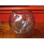A blue speckled design fish bowl glass vase,