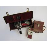 Two vintage leather cased cine cameras to include Bolex and Miller Model S