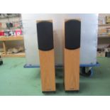 A pair of Spendor A4 floor standing speakers in natural oak finish,