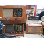 Three vintage wooden cased radios including Ferguson and Pye