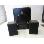 A pair of Gale bookshelf speakers and another larger speaker