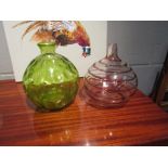 Two bulbous glass vases,