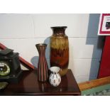 A West German vase and two other retro vases