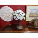 A Tiffany style leaded glass table lamp with amber coloured glass roundels