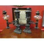 A pair of Victorian style street lamps as oil lamps,