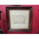 A sampler, Mary Ann Hughes 1835, framed and glazed,