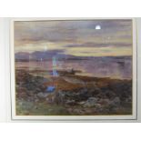 ALEXANDER KELLOK BROWN, RSA, ROI, RSW: An oil on board, Dusk Fishing, signed lower left AKB,