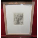 An Ulrike Erlenkamp modern design "Leonardo" collagraph print, framed and glazed,