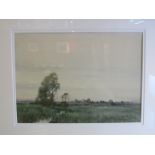 TOM CAMPBELL (1865-1943): A watercolour depicting a rural farmland scene, framed and glazed,