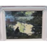 JOHN BOYD: An oil on board, "Not a Bite", framed and glazed,