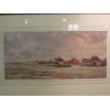 A watercolour, View of Valley Farm, Walberswick, Suffolk, initialled JMW lower left,