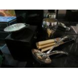A selection of silver plated wares including Arthur Price cutlery,