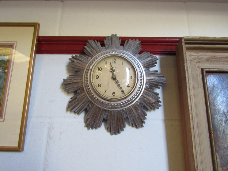 Two Smith retro sunburst clocks