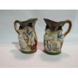 Two small jugs depicting Welsh people,