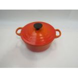A Le Creuset Volcanic small casserole pot with lid