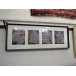A modern abstract four panel print depicting female nudes,
