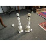 A pair of alabaster table lamp bases,