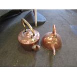 A large Victorian copper kettle a/f and another