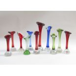 Eleven pieces of Swedish Aseda Glasbruk "Bone bud vases,