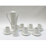 A Portmeirion Pottery Totem coffee set in white glaze designed by Susan Willams-Ellis