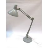 A grey anglepoise desk lamp with adjustable single spot