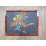 JOHN COLLARD: Pastel on board depicting abstract image, information verso, 29cm x 39cm,