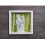 NICOLA HALLETT (Contemporary Cornish artist) A framed original watercolour of a couple,