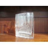 An Iittala "Sointu" vase by Tapio Wirkkala clear rectangular moulded detail,