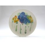 Poole Pottery large bowl with iris pattern design by Janice Tchalenko 34.