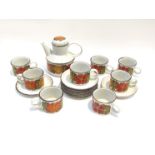 A Midwinter 'Nasturtum' pattern part tea set, coffee set,