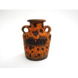 A West German "Fat Lava" vase with thick orange lava glaze,