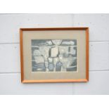 NORA WATERHOUSE (fl circa 1960s) A framed and glazed abstract block print, 'Under Water',