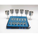 A set of six Oneida stainless steel wine goblets, 14.