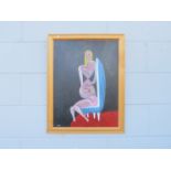 MASAZUMI YAMAZARI (Japanese Contemporary): A framed oil on board of a figure in Picasso style.