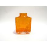 A Whitefriars model 9811 Stitches Cube vase in Tangerine designed by Geoffrey Baxter 15cm high