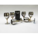 A set of six Stuart Devlin designed stainless steel wine goblets for Viners.