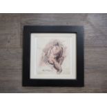 HUGH McKENZIE (1909-2005) A small framed original pen and ink watercolour painting of a figure,