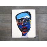 JOHN KIKI (b.1943) An unsigned 'Cut out head' acrylic on canvas. 30.5cm x 25.